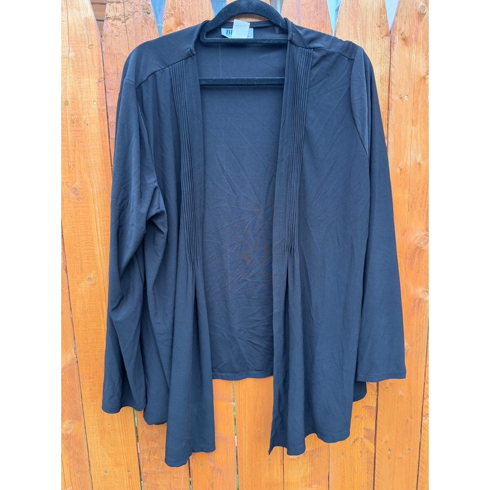 Blair Womens Black Open Front Pintuck Jersey Cardigan JTRVC3SA M Petite